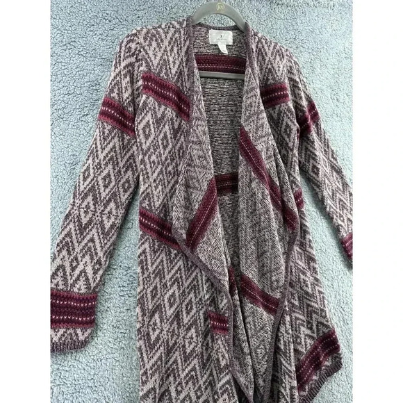 Ruby Moon Women's Medium Long Knit‎ Cardigan Open Front Southwestern Pattern - Picture 3 of 12